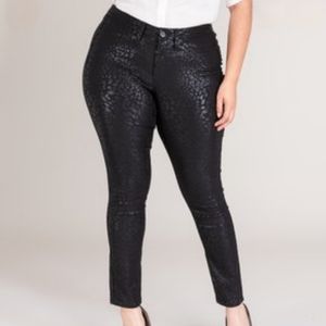 Royalty for Me Women's 14W Metallic Leopard Skinny Jeans Stretch Animal Print